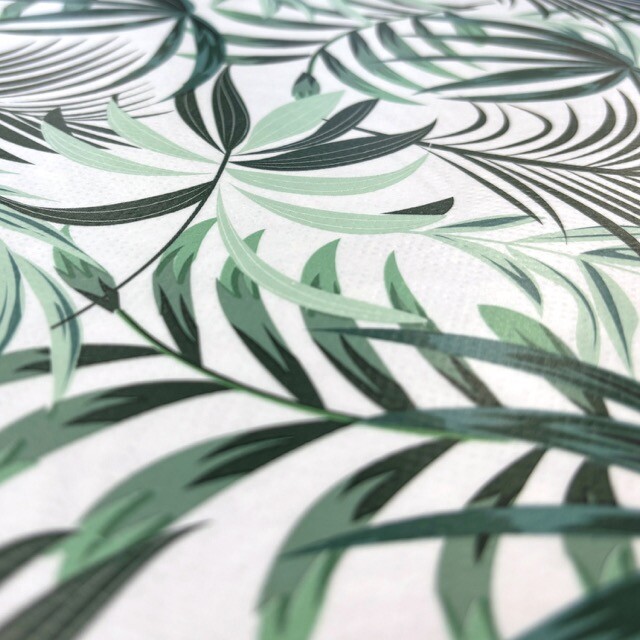 Tafelzeil bedrukt bladeren wit