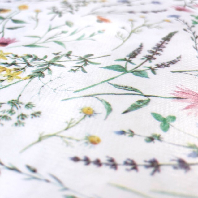 Tafelzeil bedrukt bloemen wit