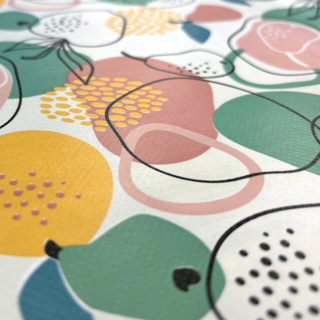 Tafelzeil bedrukt fruit offwhite