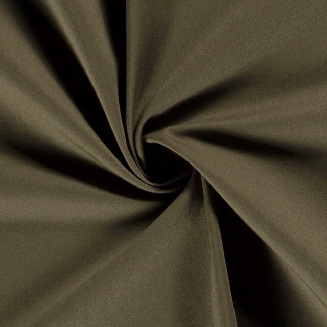 Keperkatoen stretch uni kaki groen