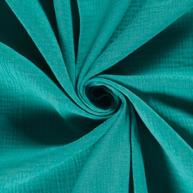 katoenen mousseline uni aqua