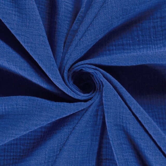 katoenen mousseline uni blauw