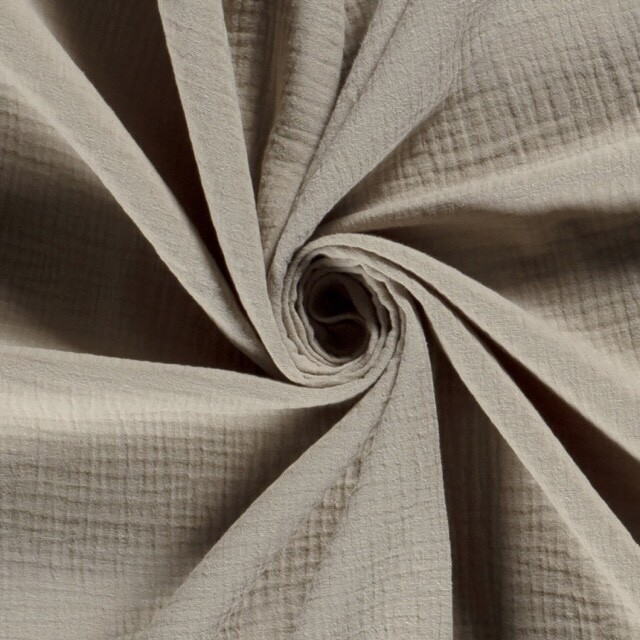 katoenen mousseline uni beige