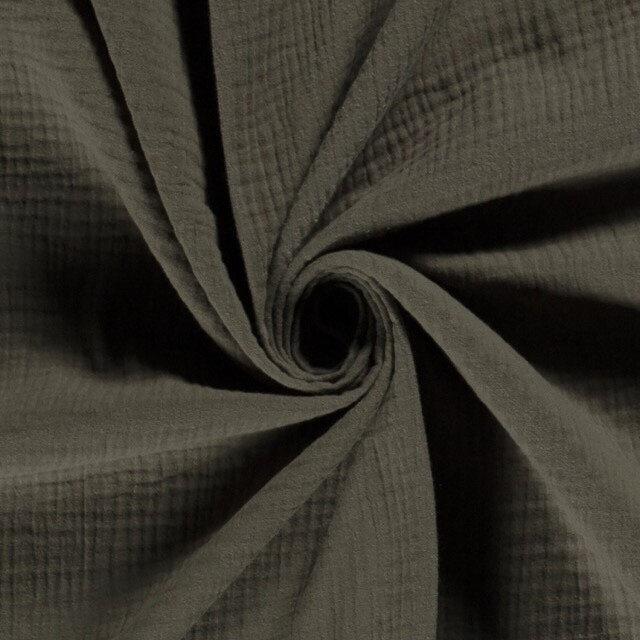 katoenen mousseline uni taupe