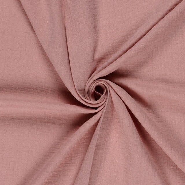 katoenen mousseline uni roze