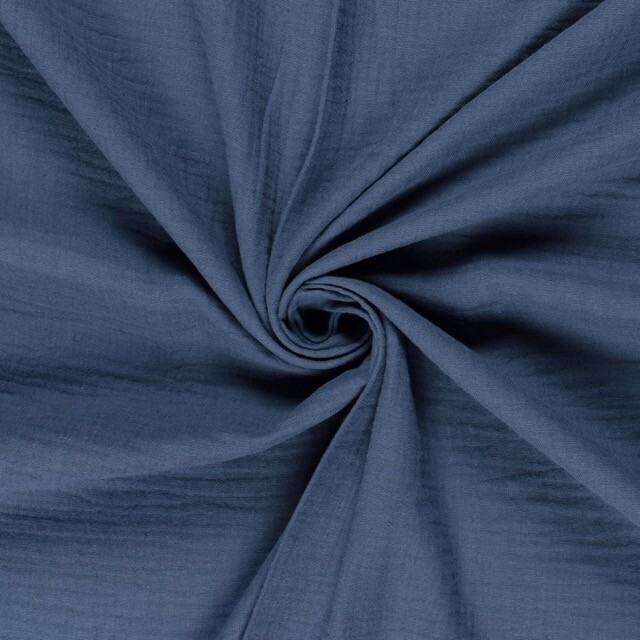katoenen mousseline uni indigo