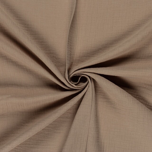 katoenen mousseline uni beige