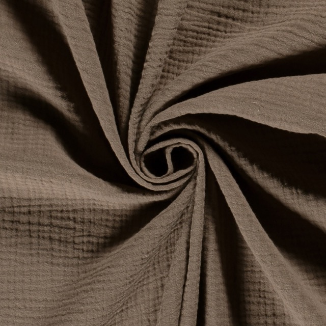 katoenen mousseline uni taupe bruin