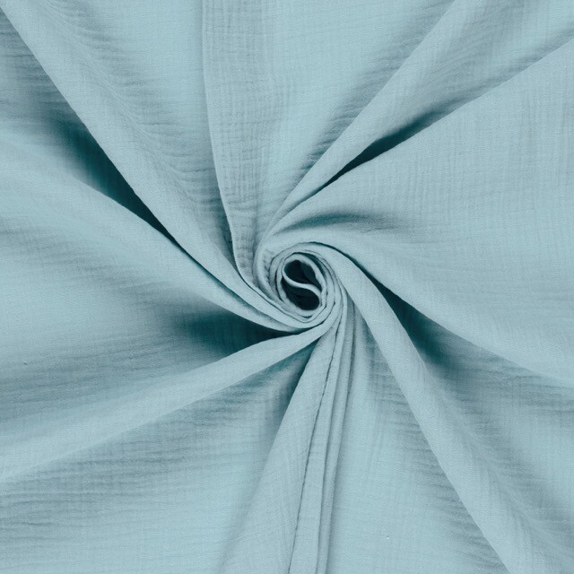 katoenen mousseline uni aqua/mint