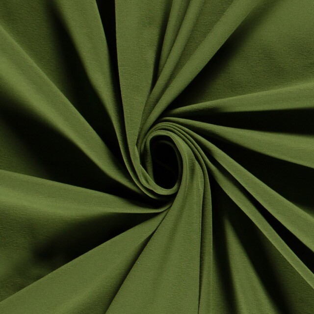 katoen tricot uni bosgroen