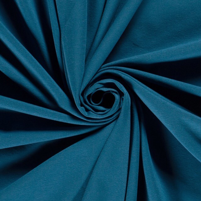 katoen tricot uni pauw blauw