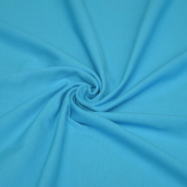 katoen tricot uni aquablauw