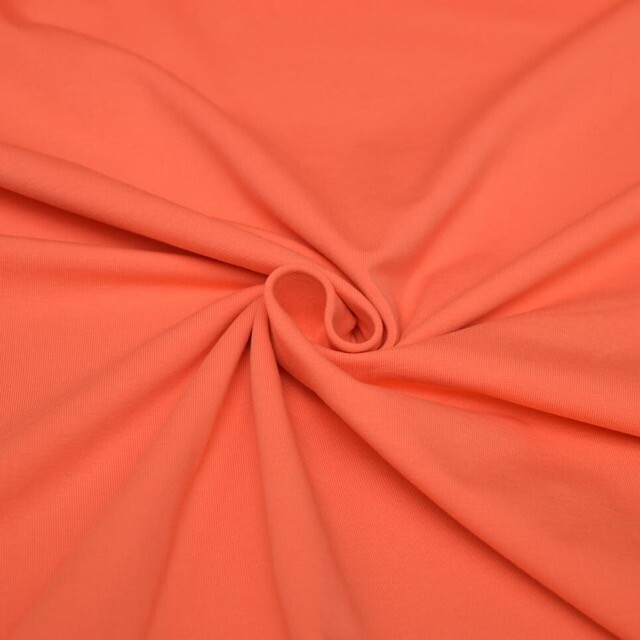 katoen tricot uni oranje/zalm