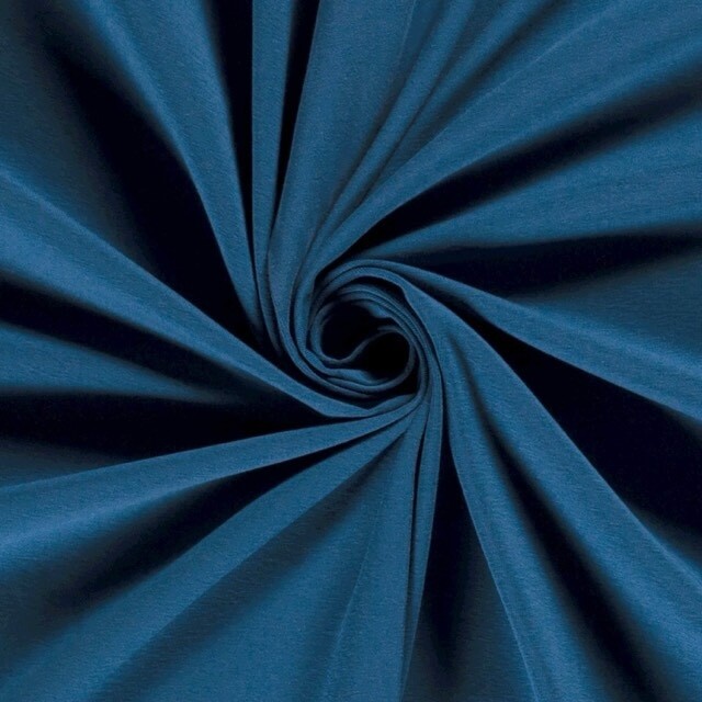 katoen tricot uni blauw/petrol