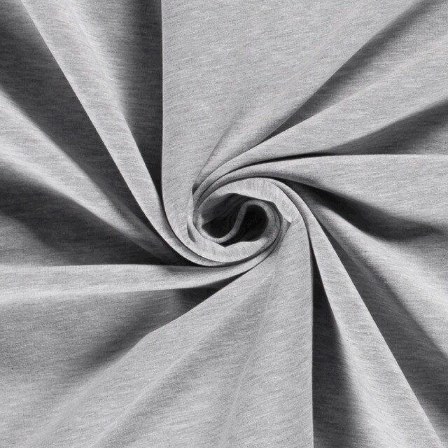 Sweat/french terry aangeruwd uni lichtgrijs melange