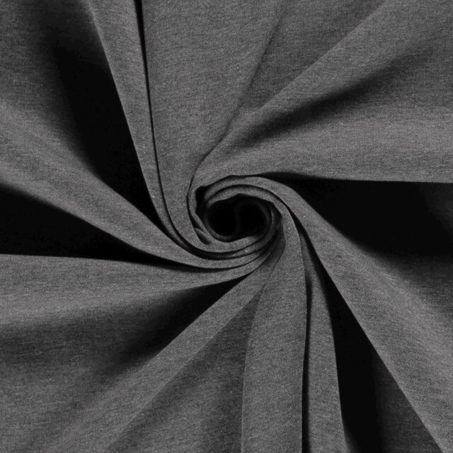 Sweat/french terry aangeruwd uni grijs melange