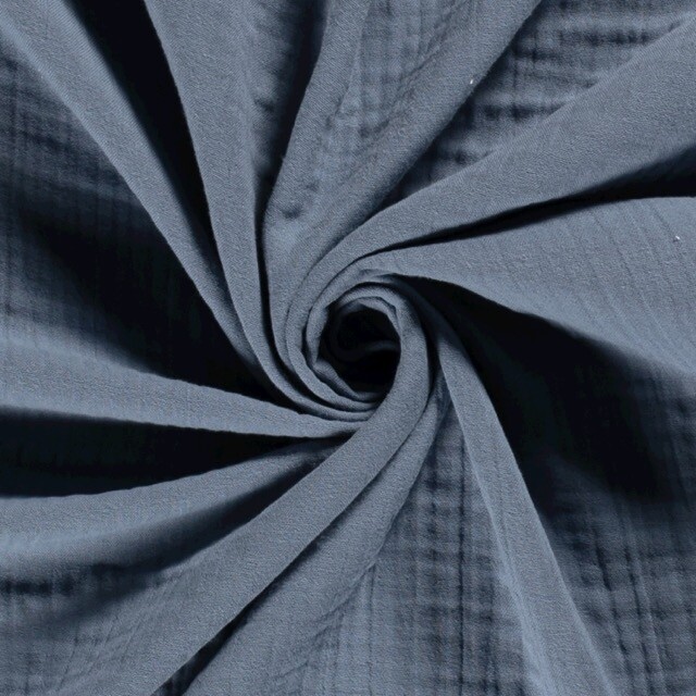 Katoenen mousseline triple layer uni indigo