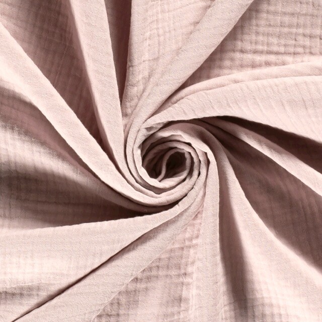 Katoenen mousseline triple layer uni lichtroze