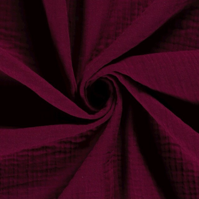 Katoenen mousseline triple layer uni bordeaux