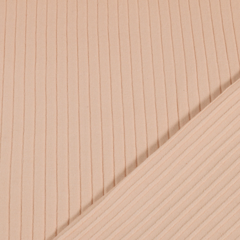 Katoen tricot rib lichtzalm