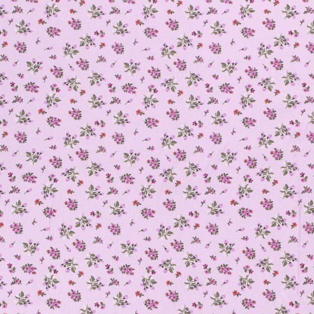 katoen poplin bedrukt bloemen lichtroze