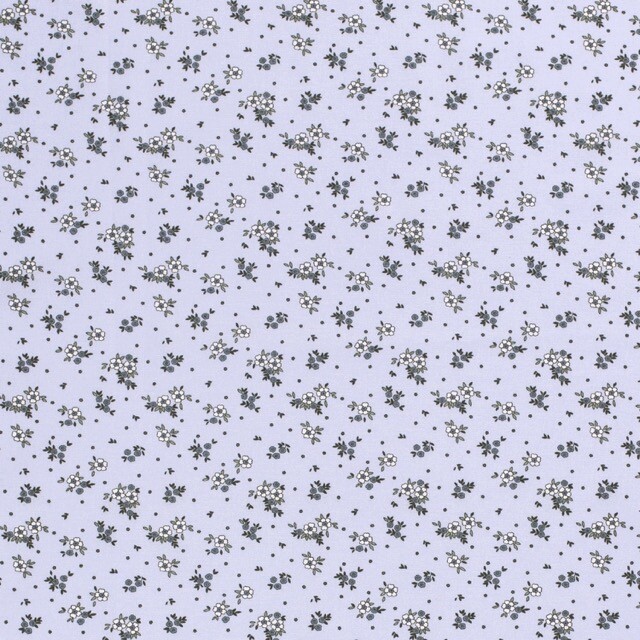 katoen poplin bedrukt bloemen lichtblauw
