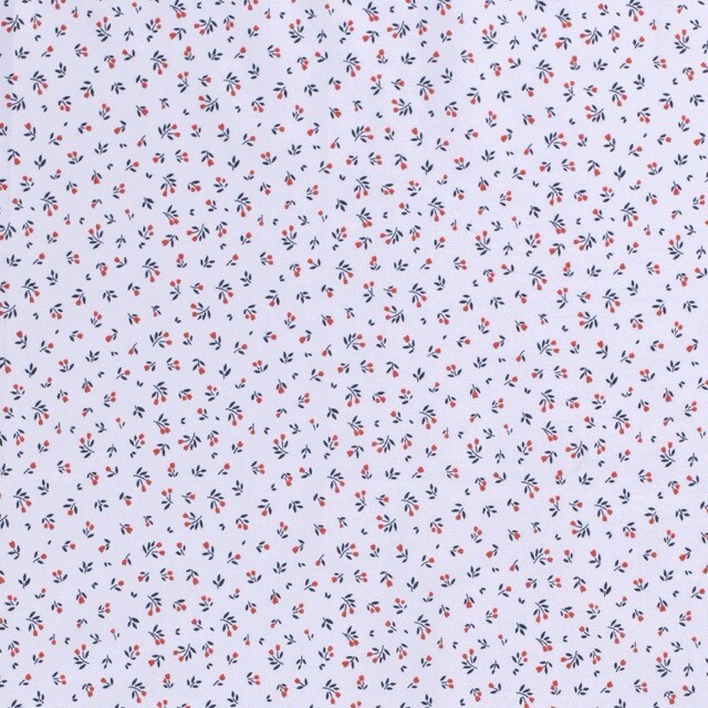 Katoen poplin bedrukt bloemen lichtblauw