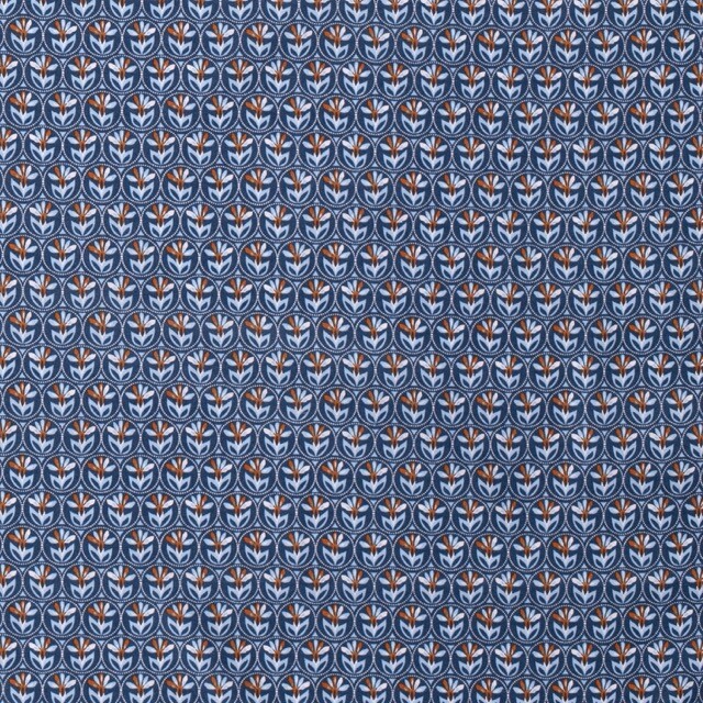 katoen poplin bedrukt batik marine