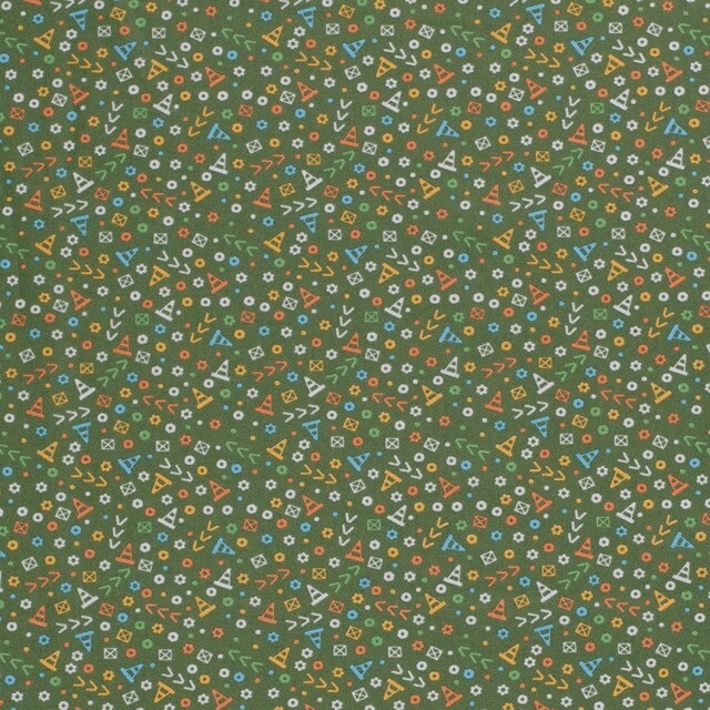 Katoen poplin ornamente kaki groen