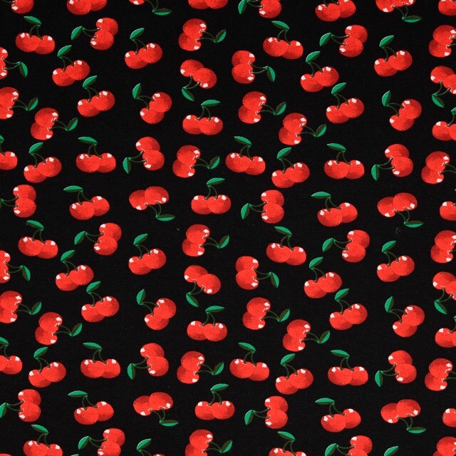 Katoen tricot kersen zwart