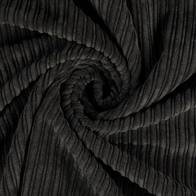 Corduroy met bontrug zwart