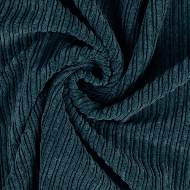 Corduroy met bontrug petrol