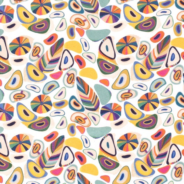 Joggingstof digitaaldruk abstract wit/multicolor