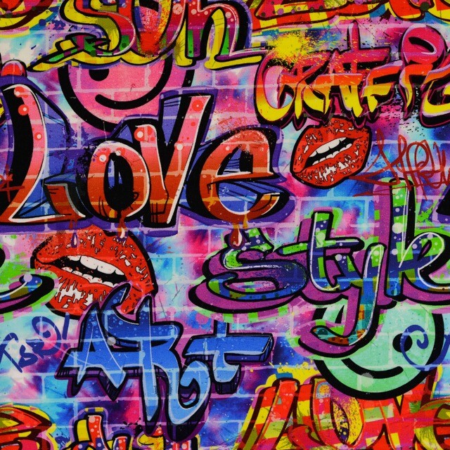 Sweat/french terry digitaaldruk graffiti multicolor