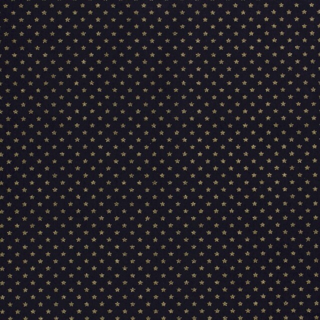 Katoen poplin christmas sterretjes marine/goud