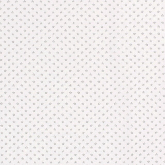 Katoen poplin christmas sterretjes offwhite/zilver