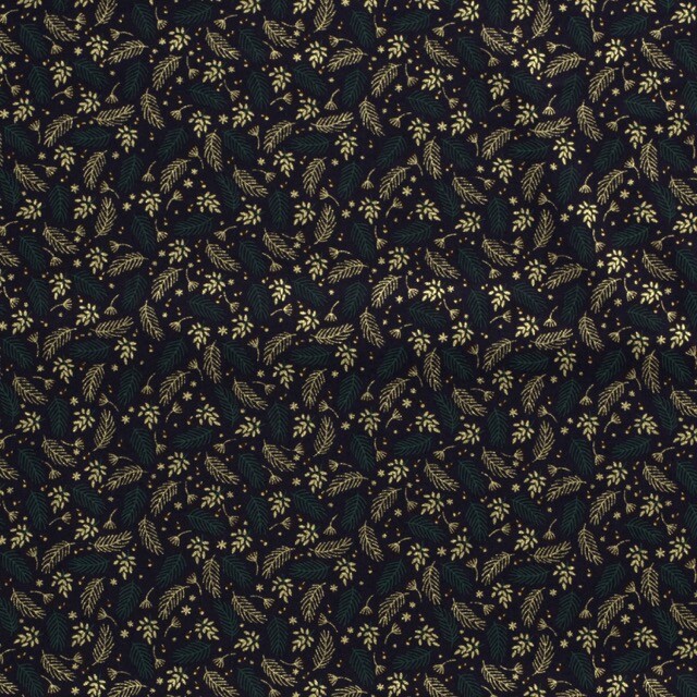 Katoen poplin christmas kersttakjes marine/goud