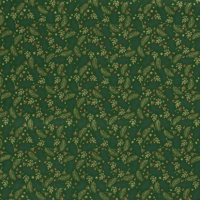 Katoen poplin christmas kersttakjes groen/goud