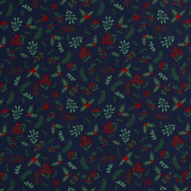 Katoen poplin christmas kersttakjes marine