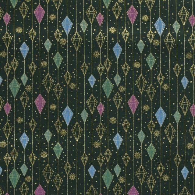 Katoen poplin christmas ornamenten groen/goud