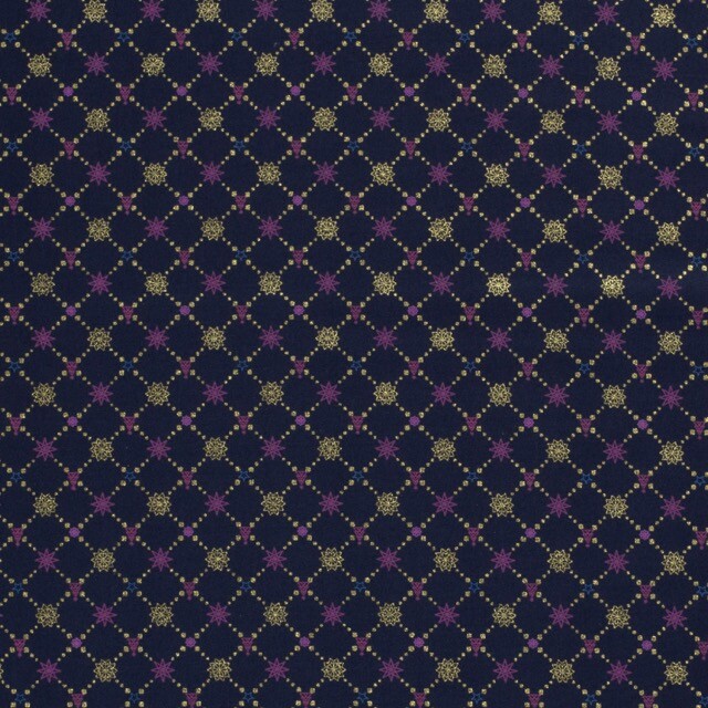 Katoen poplin christmas sterren marine/goud