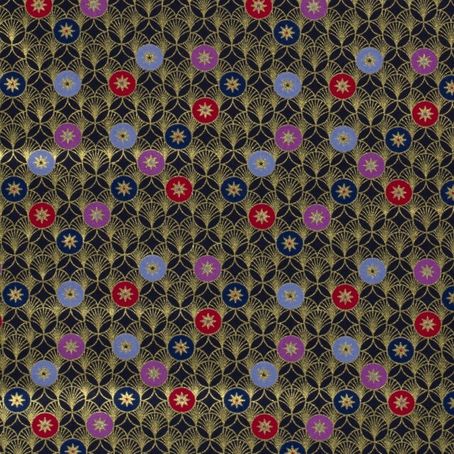 Katoen poplin christmas sterren marine/goud