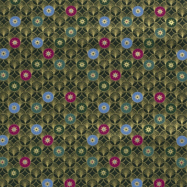 Katoen poplin christmas sterren groen/goud