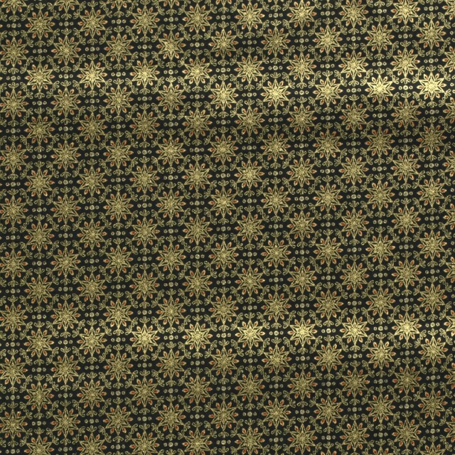 Katoen poplin christmas sterren groen/goud