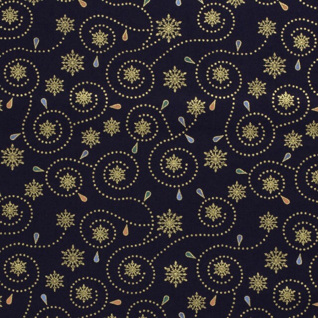 Katoen poplin christmas ornamenten marine/goud