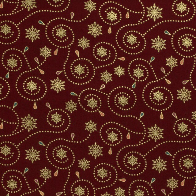 Katoen poplin christmas ornamenten rood/goud