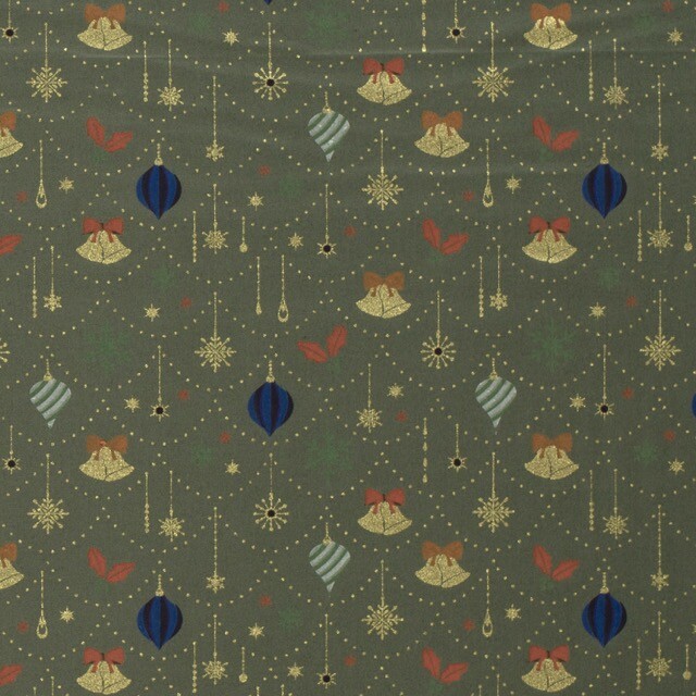 Katoen poplin christmas ornamenten groen/goud