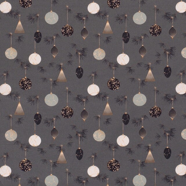 Katoen poplin christmas kerstballen groen/brons