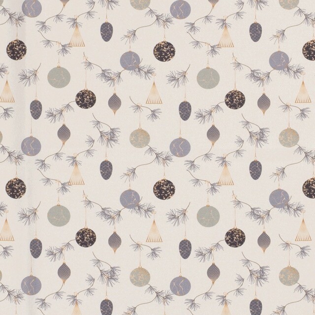 Katoen poplin christmas kerstballen beige/brons