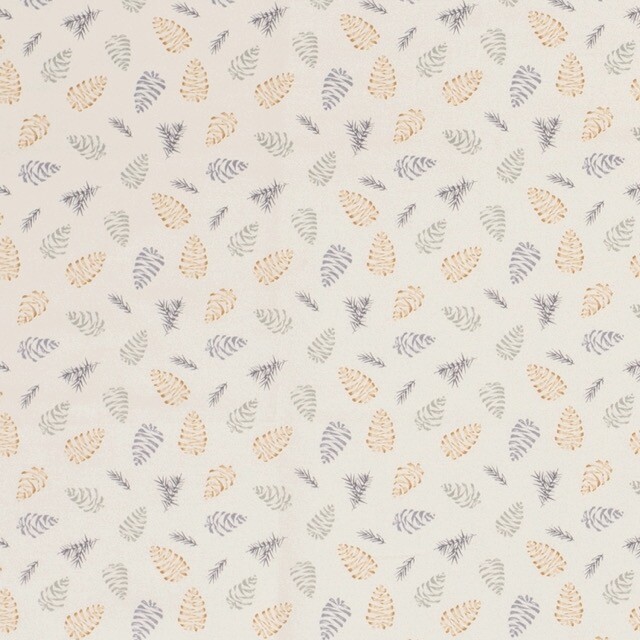 Katoen poplin christmas dennenappels beige/brons